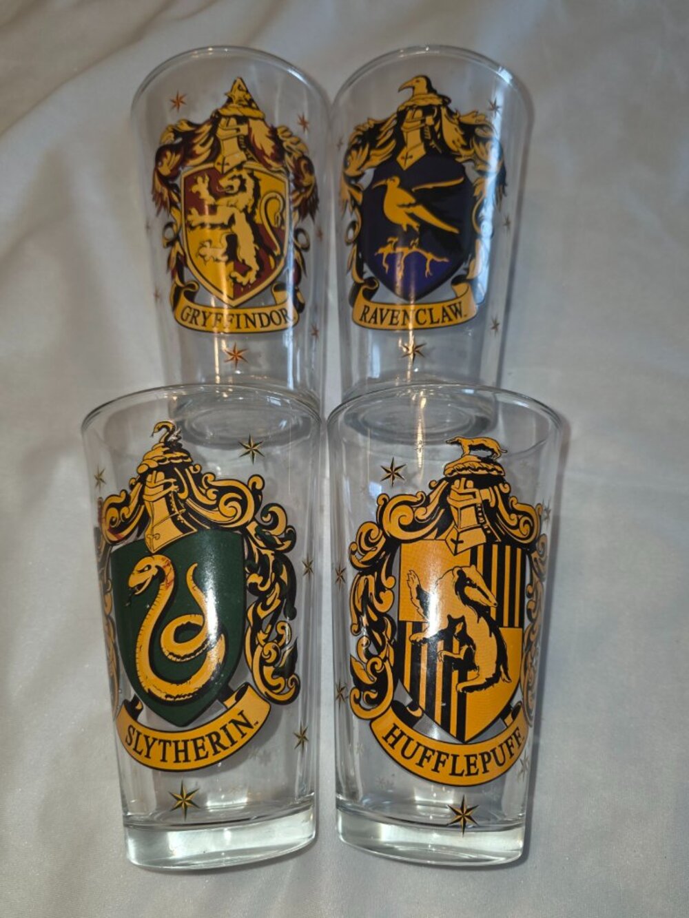 Harry Potter Hogwarts House Drinking Glasses Drinkware 16 oz Collectible Movie